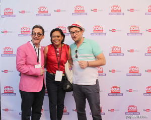 Posing with some of the cast on step and repeat