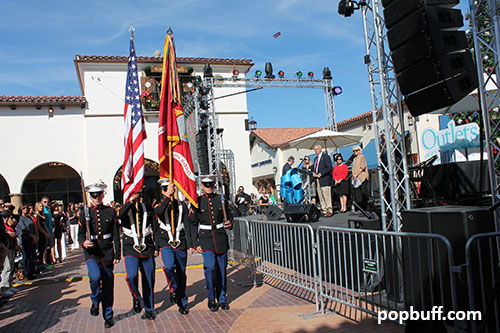 Marines doing the color ceremony at the Grand Opening of Outlets at San Clemente