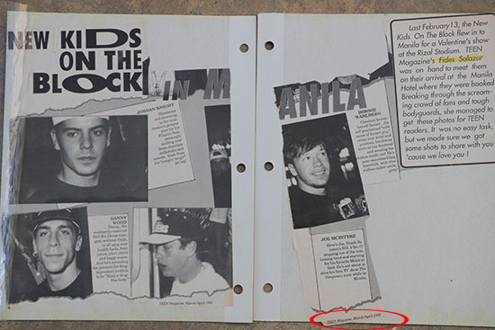 This is my scrapbook where I covered NKOTB in Manila for TEEN magazine in 1992