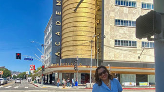 Popbuff blogger Ruchel Freibrun during the opening of the Academy Museum of Motion Pictures in Los Angeles