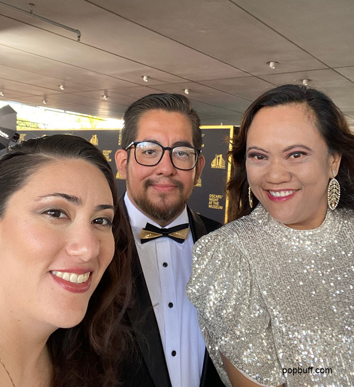 Ileana Olmed (left) Max Aquino (middle) and Ruchel Freibrun (right) at the first Oscar Night at the Academy Museum  