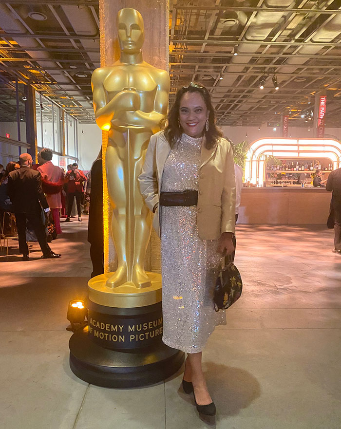 Ruchel Freibrun inside the museum at the first Oscar Night at the Academy Museum