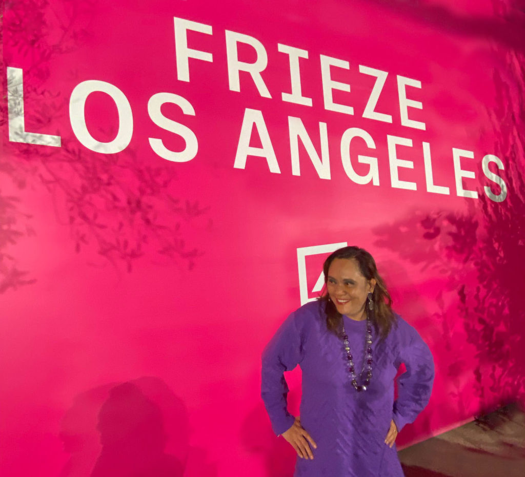 Popbuff blogger Ruchel Freibrun at Frieze LA 2022 in Beverly Hills
