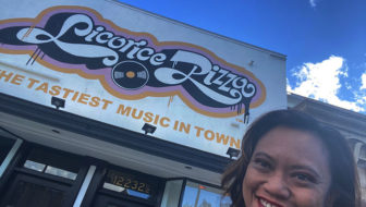 Popbuff blogger Ruchel Freibrun at the Licorice Pizza Record Store in Studio City