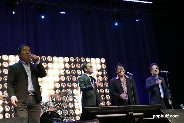 Nonoy Zuniga, Rey Valera, Marco Sison and Hajji Alejandro at the Saban Theater in Beverly Hills