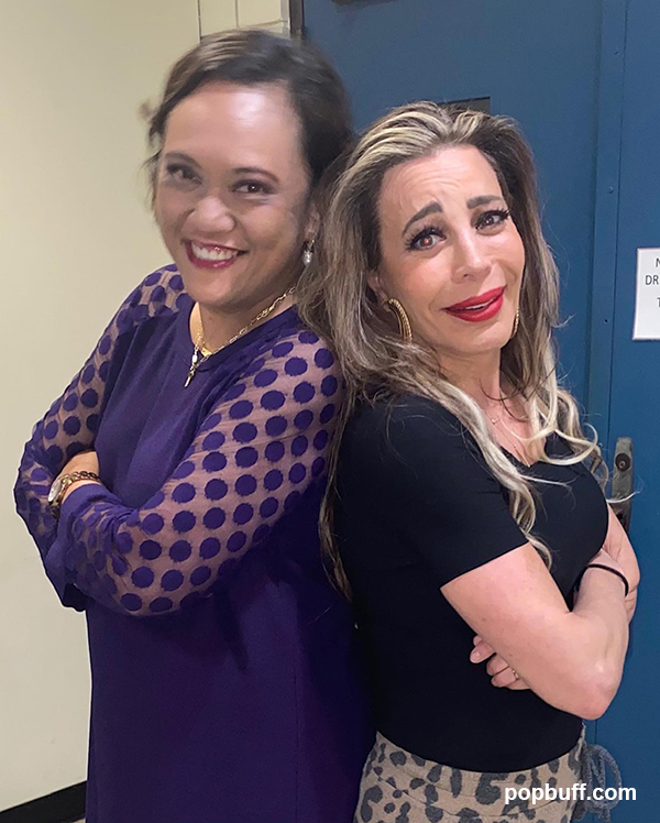 Ruchel Freibrun and Taylor Dayne back stage at Ladies Night concert in Downey Theatre, Jan 14 2023 - Popbuff.com