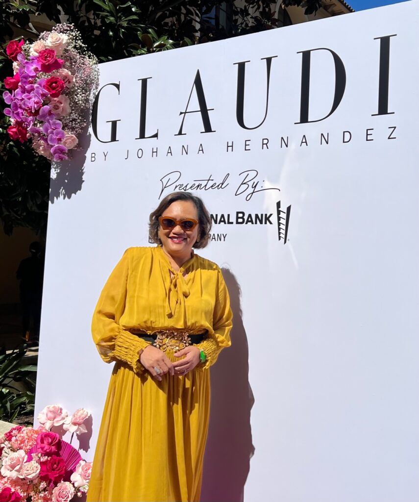 Popbuff blogger Ruchel Freibrun at the 2023 Glaudi Fashion Show in Beverly Hills