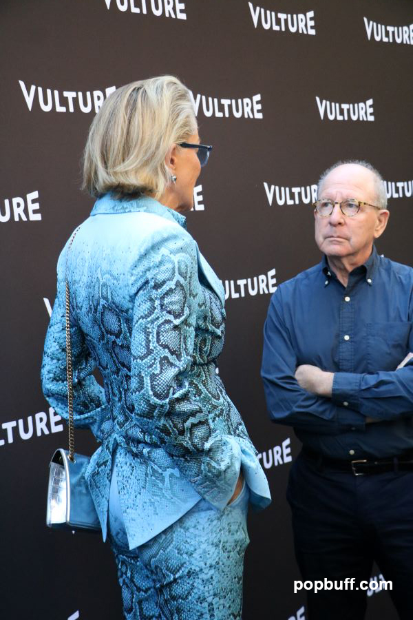 Sharon Stone and 2018 Pulitzer Prize winner and art critic Jerry Saltz  on the red carpet at Vulture Festival 2023 in Los Angeles - Popbuff.com
